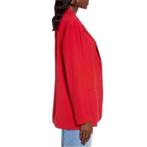 •Leith• Oversized Lightweight Red Boyfriend Blazer - Picture 3 of 13